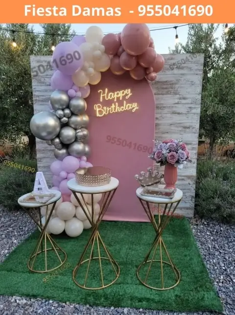 Paquete de decoración de cumpleaños de señorita — S/ 200 con pago en 8 cuotas