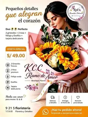 Duo Perfecto: 2 girasoles y 2 rosas