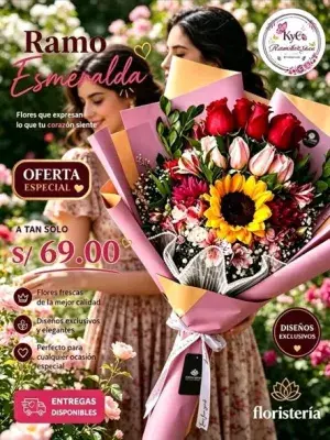 Ramos de girasoles, rosas y tulipanes de la floristería KyC en Nuevo Chimbote: arreglos florales, ramos con tarjeta dedicatoria y delivery de flores