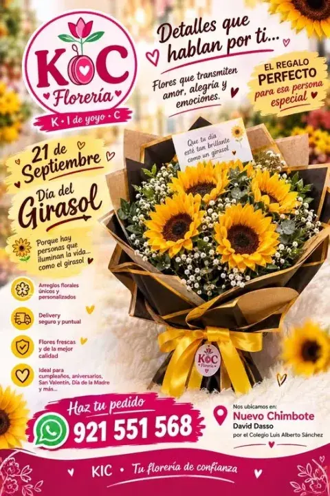 Ramo de girasoles con tarjeta de mensaje