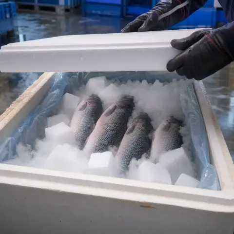 Hielo seco para transporte de pescado