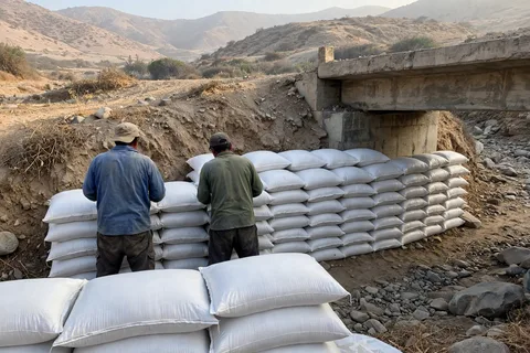 Barrera de costales de arena gruesa para tu negocio — stock listo en Chimbote
