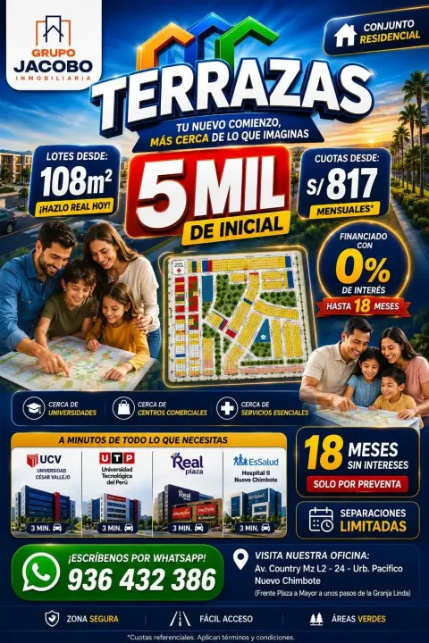 Lote de 108 m² en Terrazas al contado