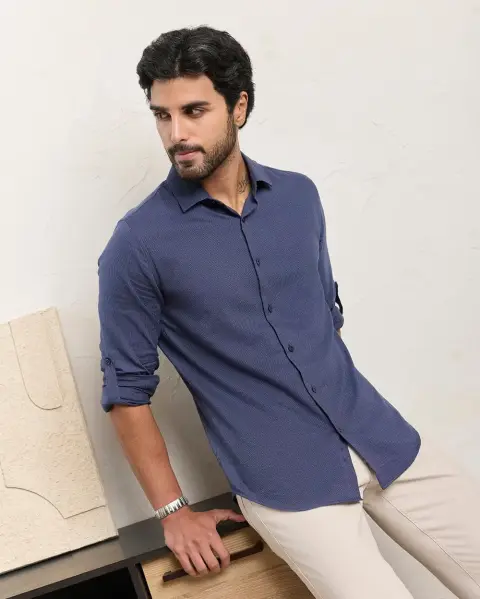 Camisa Hombre Abiel Azul Dutty