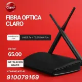 Fibra óptica Claro con Cable TV y Telefonía Fija