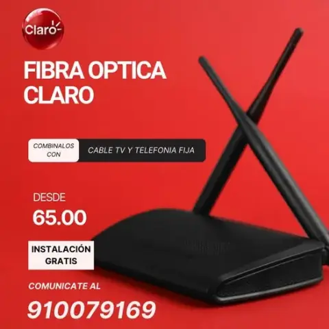 Fibra óptica Claro con Cable TV y Telefonía Fija