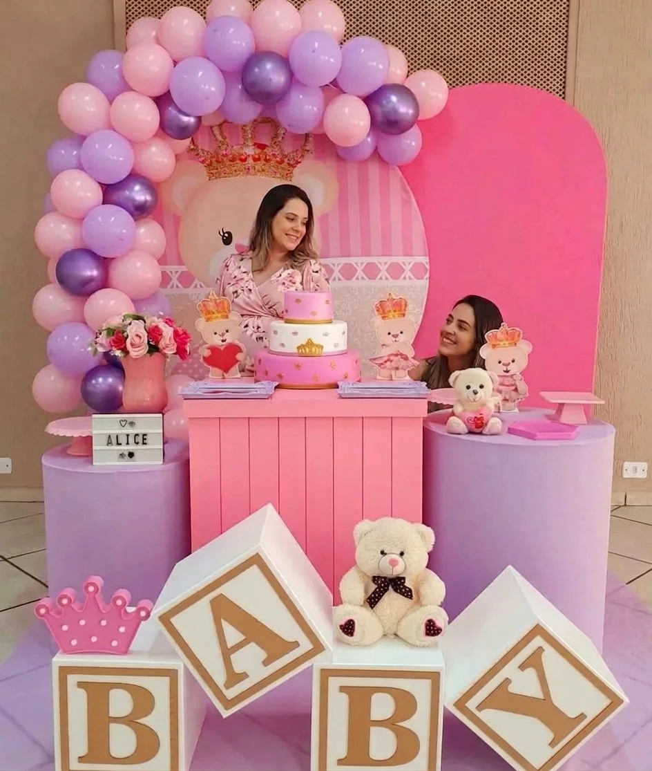 Decoración de baby shower rosado para niña