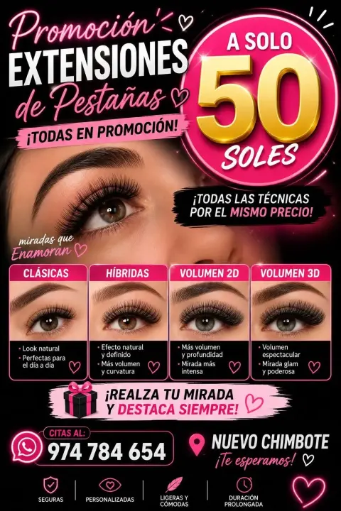Extensiones de pestañas híbridas