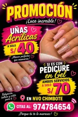 Uñas acrílicas y pedicure en gel para manos y pies