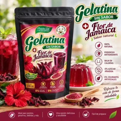 Gelatina sin sabor Flor de Jamaica 200 g