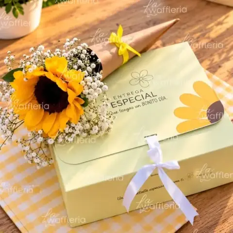 Box de Flores Amarillas con girasol