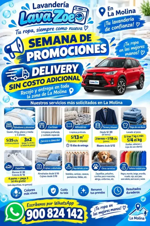 Lavado de edredones y plumones (S/ 25 c/u · 3x2)