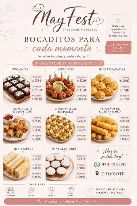 Shot dulces y bocaditos