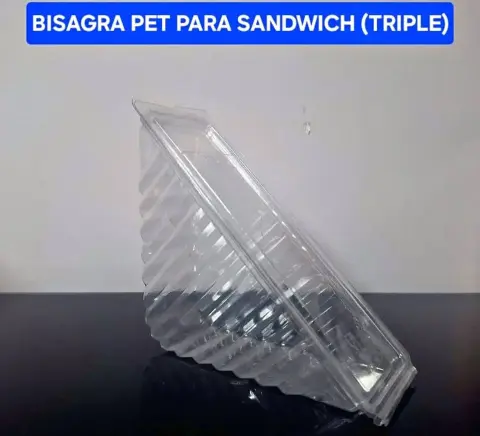 Envase PET con bisagra para sándwich triple