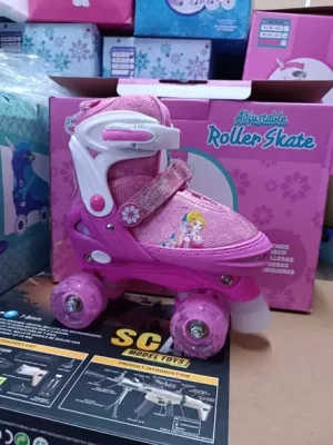 Patines ajustables OKA rosados con ruedas de luces