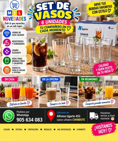Set de vasos de vidrio (6 unidades)