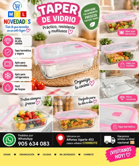 Taper de vidrio con tapa hermética