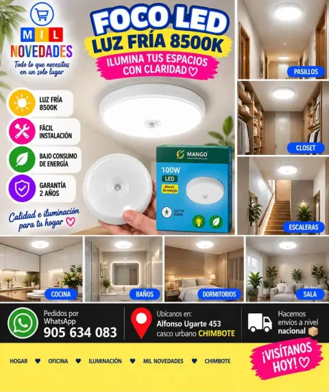 Foco LED de luz fría 8500K (100 W)