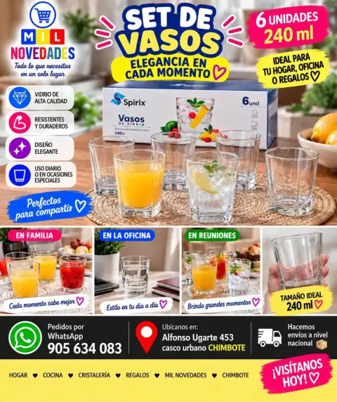 Set de vasos 240 ml (6 unidades)