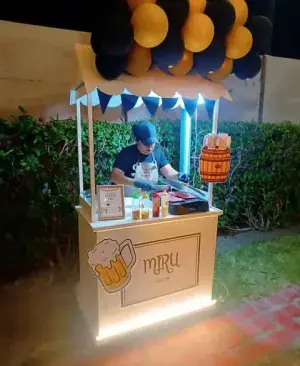 Estación de snack bar con atención en vivo