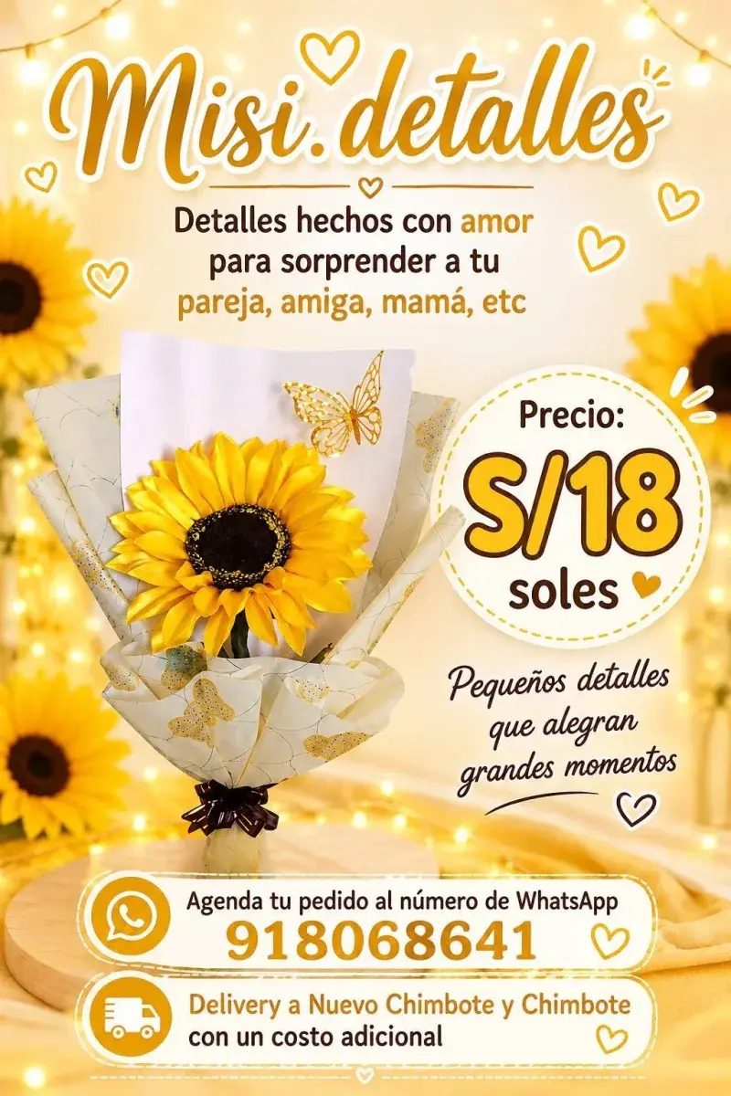 Ramos de flores eternas, girasoles y detalles con chocolates de Misi Detalles en Chimbote