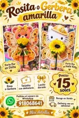Porta flor en Osita o Hello Kitty
