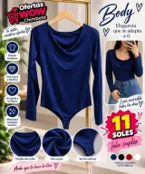 Body de dama azul marino — tela suplex manga larga