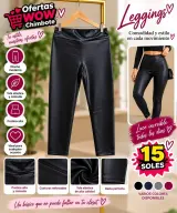 Leggings de dama negros efecto cuero — pretina alta