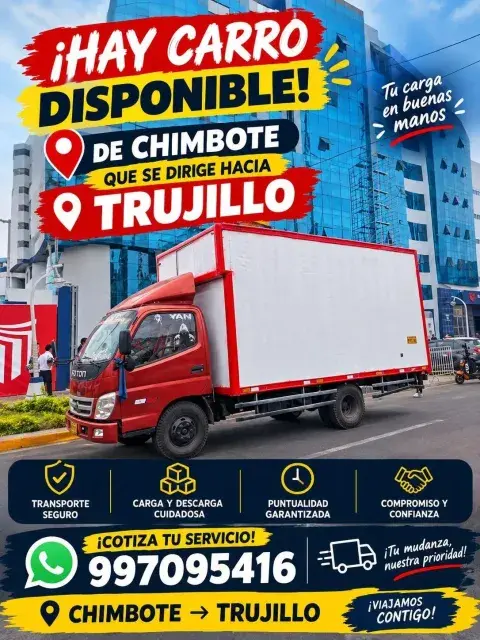 Mudanzas y Fletes Chimbote – Trujillo (¡Hay Carro!)