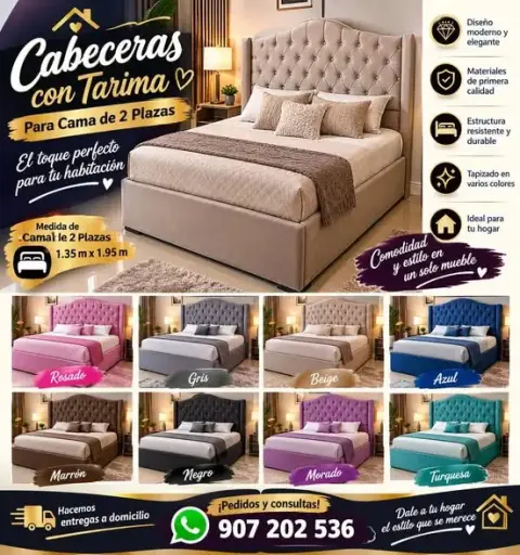 Cabecera con tarima para cama de 2 plazas