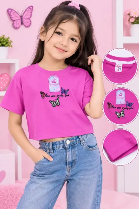 Conjunto de niña con polo de mariposas