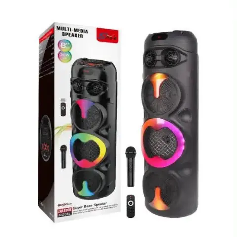 Parlante multimedia con luces y micrófonos