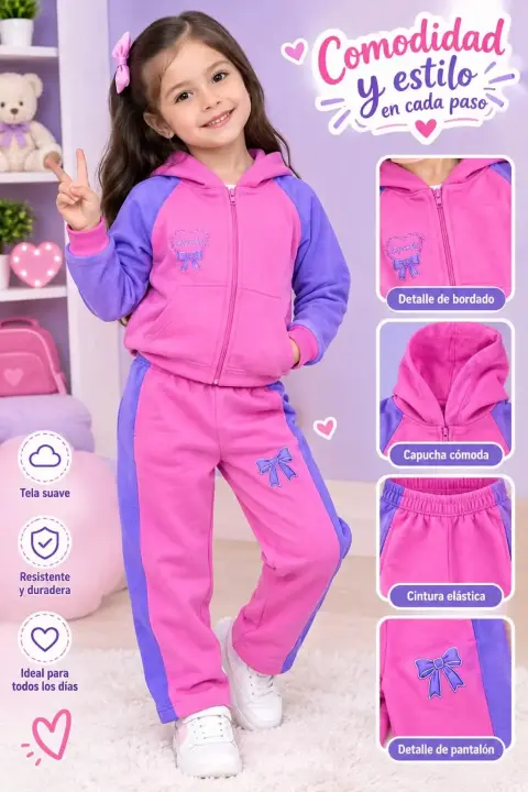 Conjunto deportivo de niña fucsia