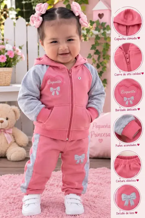Conjunto deportivo de bebé rosado