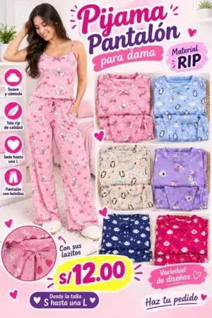Pijama pantalon para dama material RIP