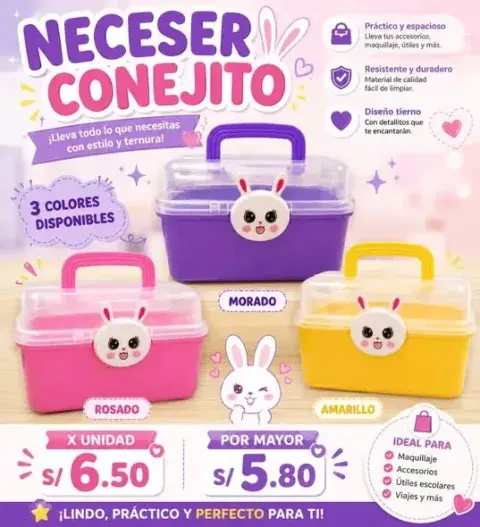 Neceser Conejito con 3 colores