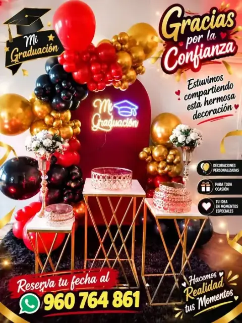 Decoración para 15 años, matrimonios y graduaciones