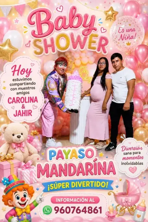 Baby shower con decoración y show