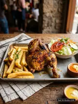 Pollo a la Brasa - 1/2 Pollo con Papas y Ensalada