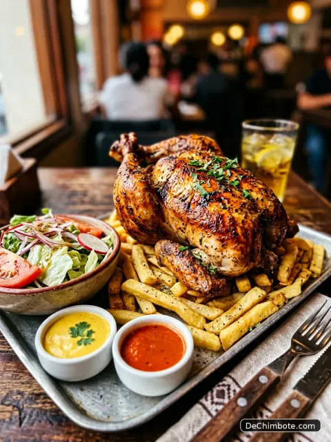 Pollo a la Brasa - Pollo Entero con Papas y Ensalada