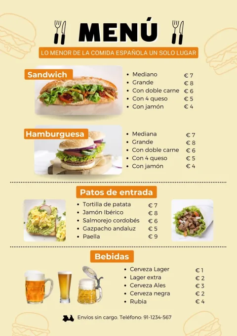 Menú ejecutivo diario con sopa, segundo plato y bebida
