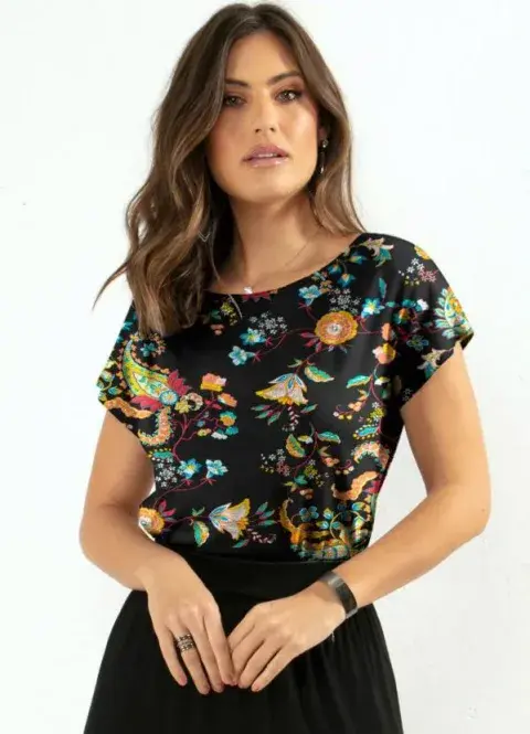 Blusa de seda estampada para dama talla M