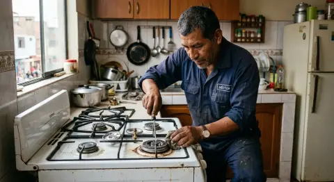 Reparación de cocina a gas con quemadores que no encienden en Chimbote