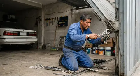 Reparación de portón elevadizo que se traba o se sale de los rieles en Chimbote