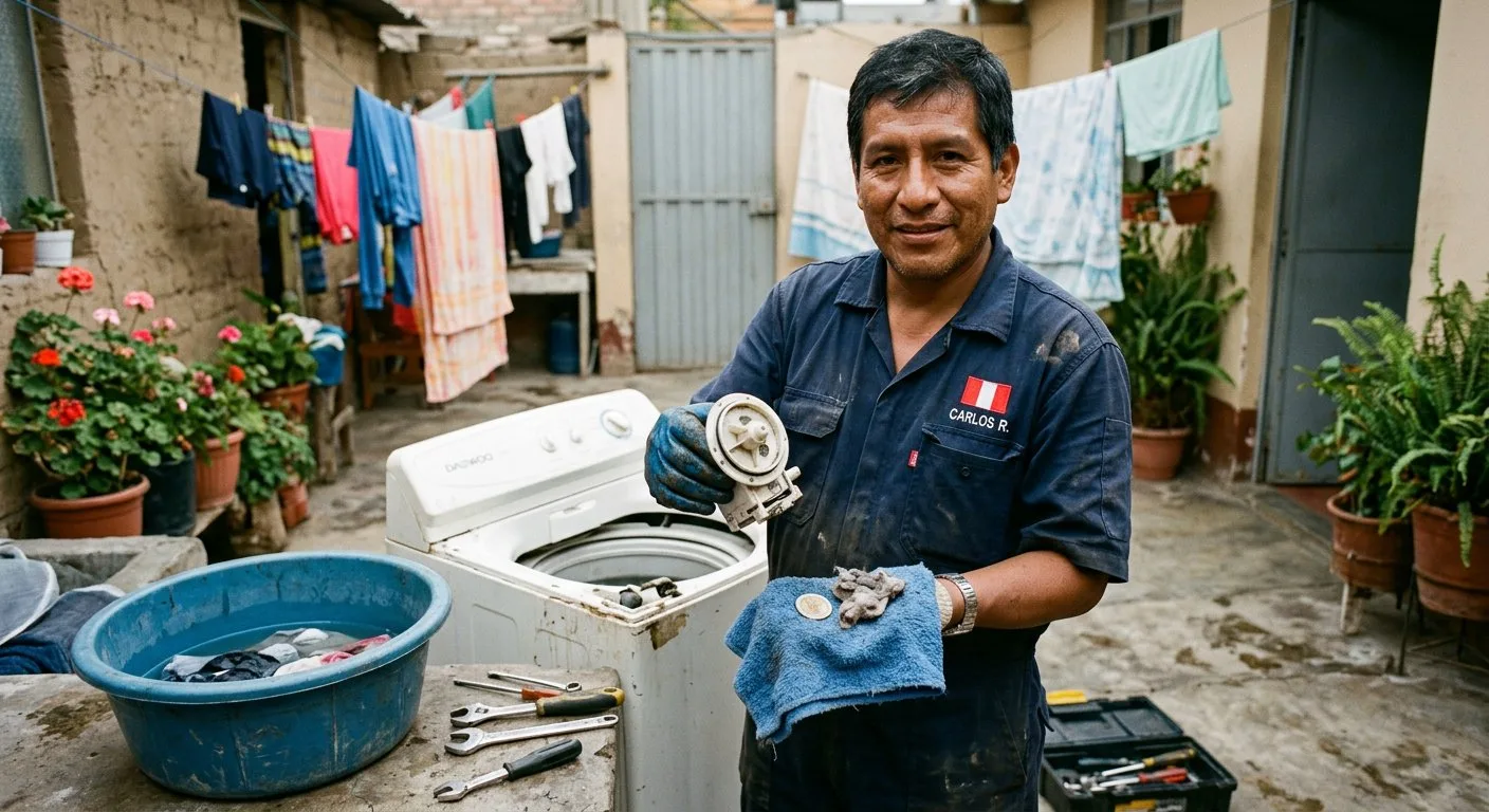 Reparación de lavadora con bomba que no expulsa agua en Chimbote