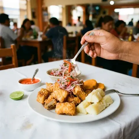 Chicharrón de Pescado con Salsa Criolla
