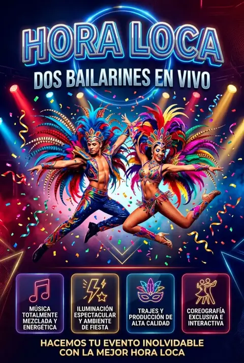 Show de hora loca · dos bailarines con todas las coreografías