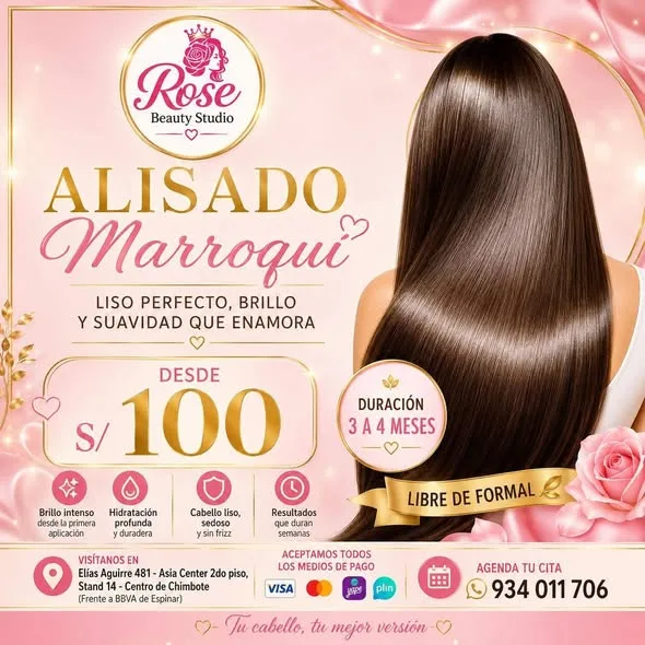 Rose Beauty Studio Chimbote: uñas en Soft Gel y acrílicas, lifting y extensiones de pestañas, corte, tinturación, botox capilar y alisados libres de formol en Elías Aguirre 481, Asia Center Stand 14