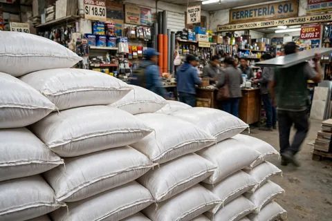 Arena fina en costales cosidos para barrera contra el agua — Nuevo Chimbote