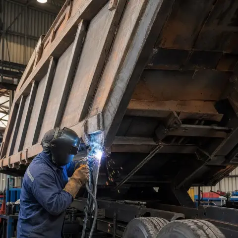 Soldadura y reparación de tolvas para camión volquete